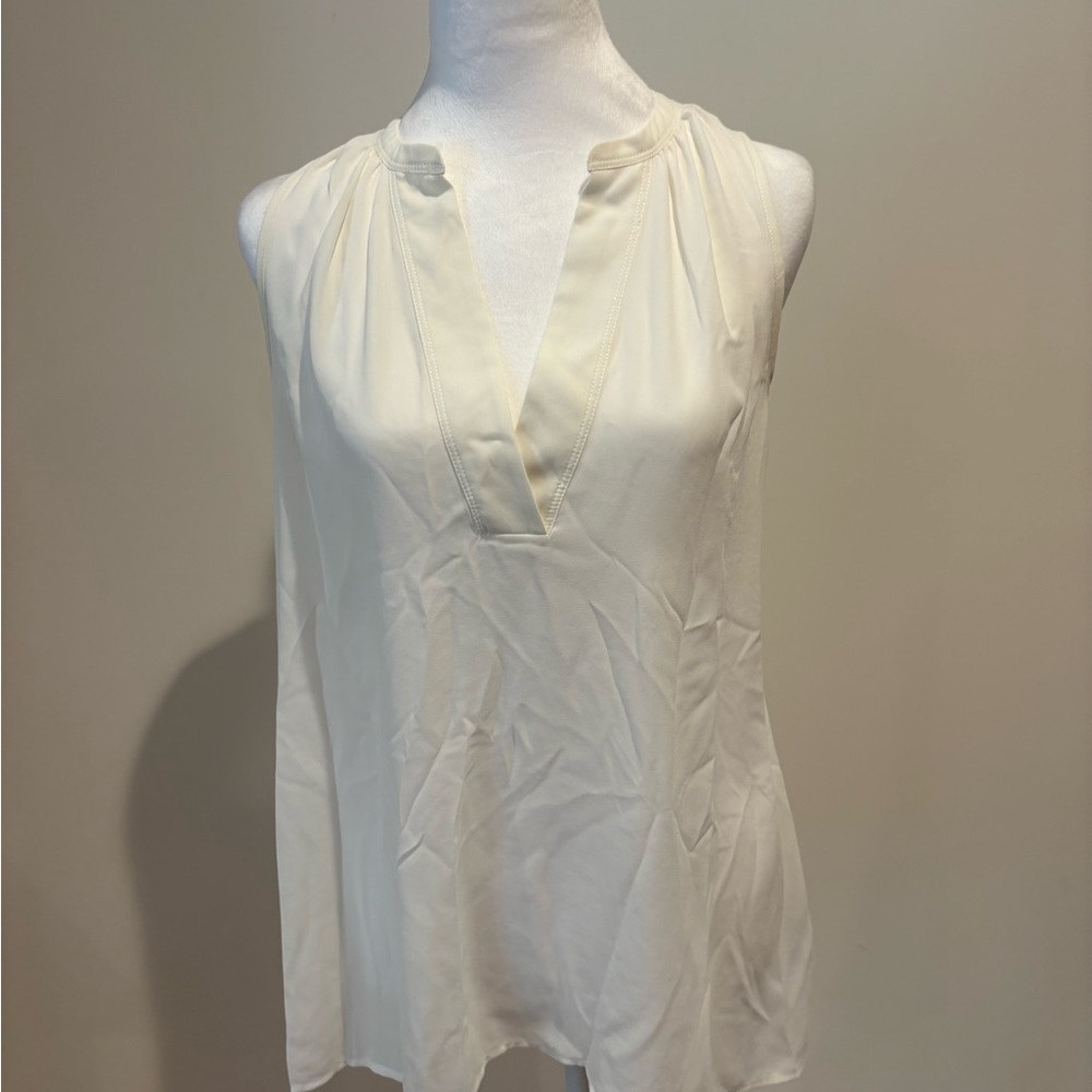 J. Crew Cream V-Neck Sleeveless Blouse